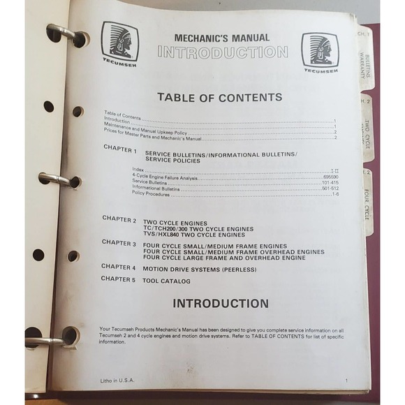Tecumseh Engines Mechanic Manual Binder - Picture 2 of 5
